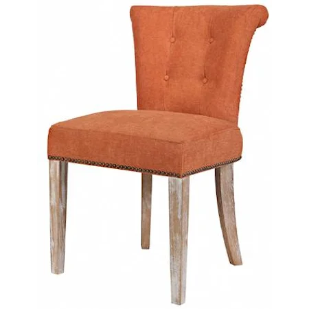 Upholstered Dining Side Chair with Rolled and Tufted Back